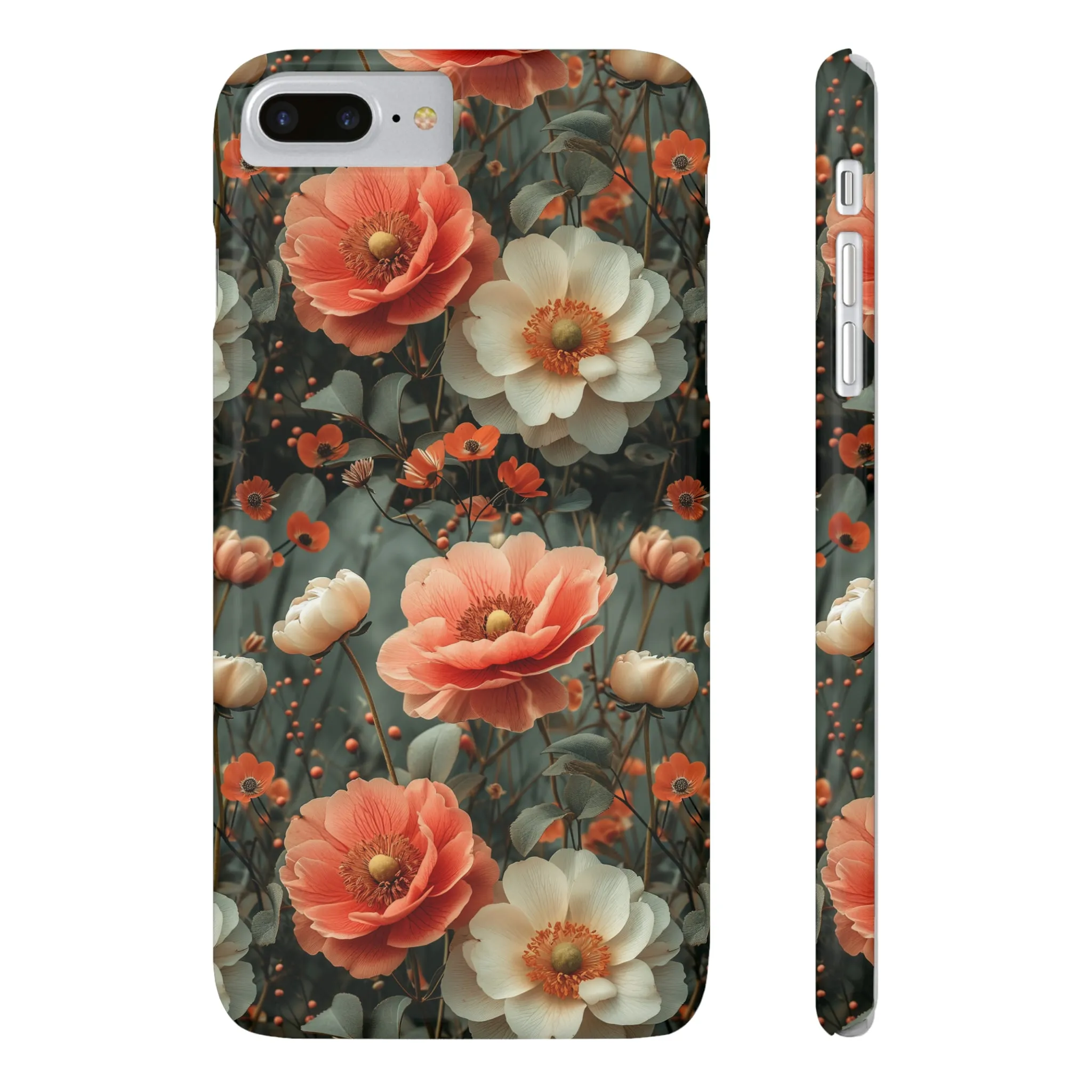 Elegant Peach Flowers Protective Cover, Botanical Garden Design Phone Case