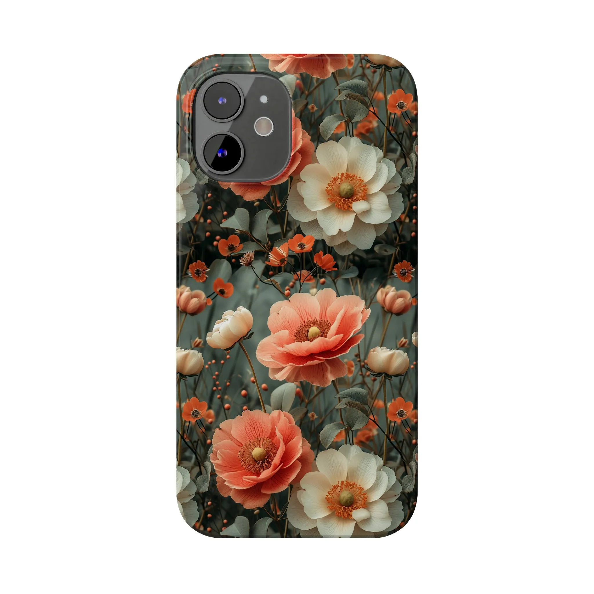 Elegant Peach Flowers Protective Cover, Botanical Garden Design Phone Case