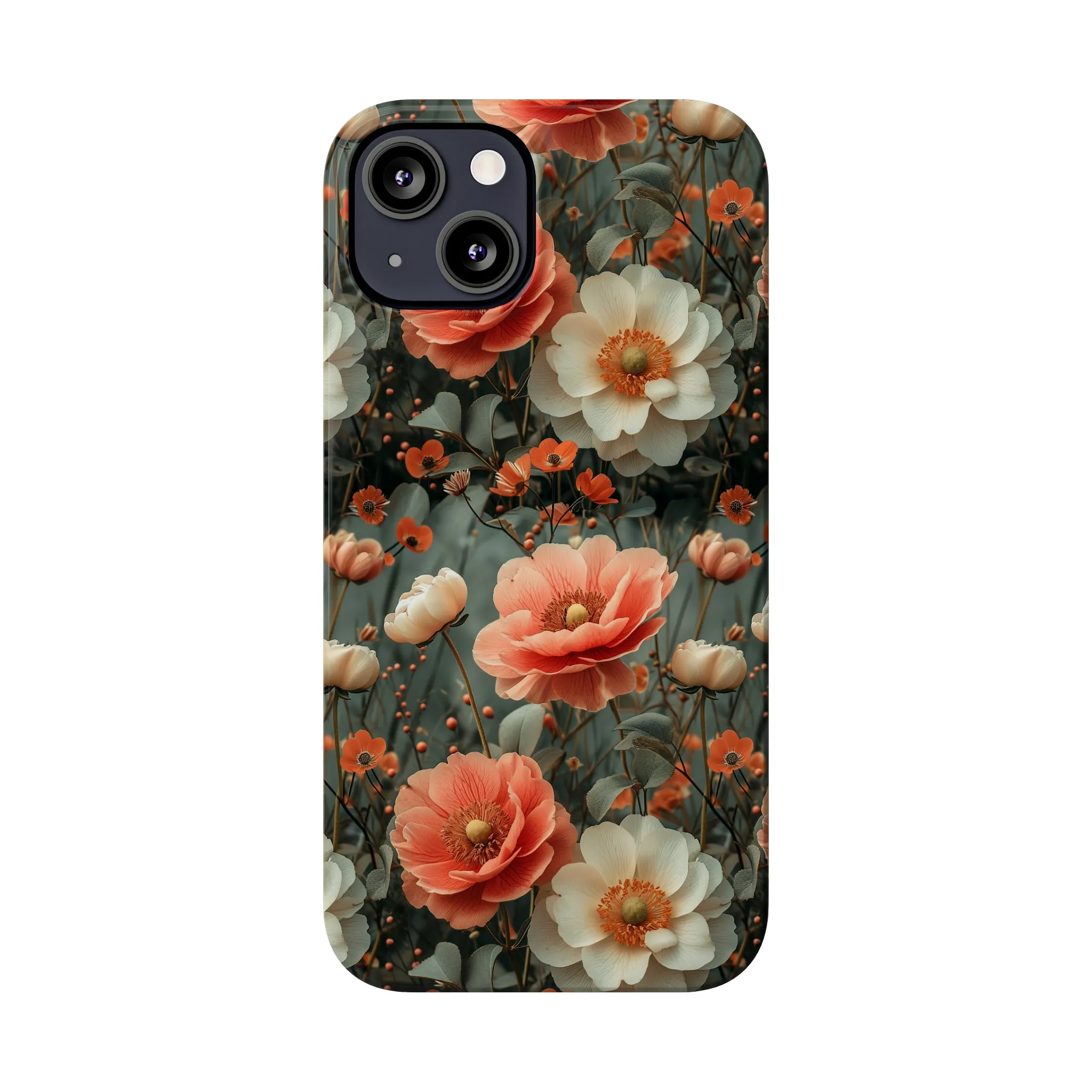 Elegant Peach Flowers Protective Cover, Botanical Garden Design Phone Case