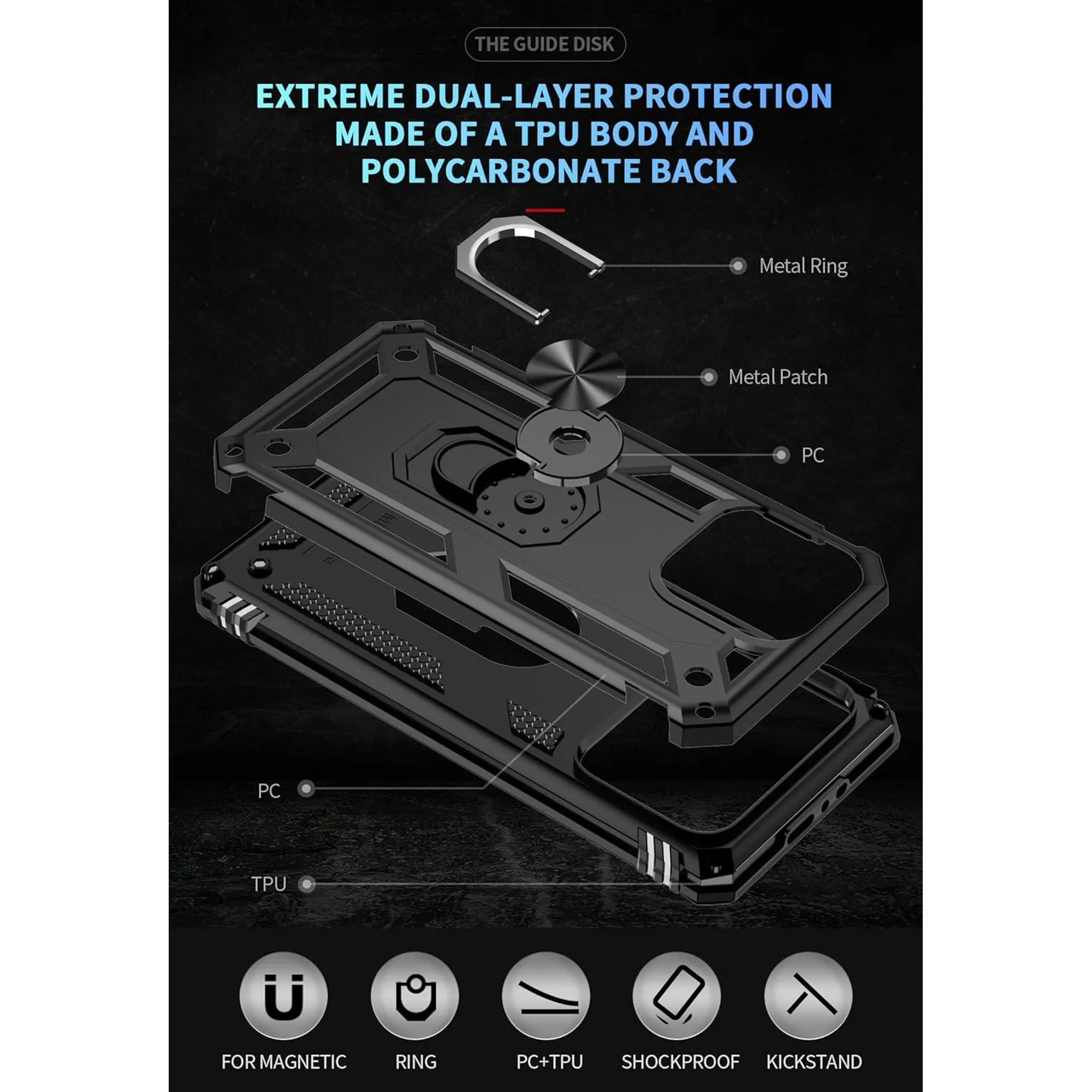 Entronix Apple iPhone 11 Pro Max Case - Guard Ring Holder, Dual Layer Protection