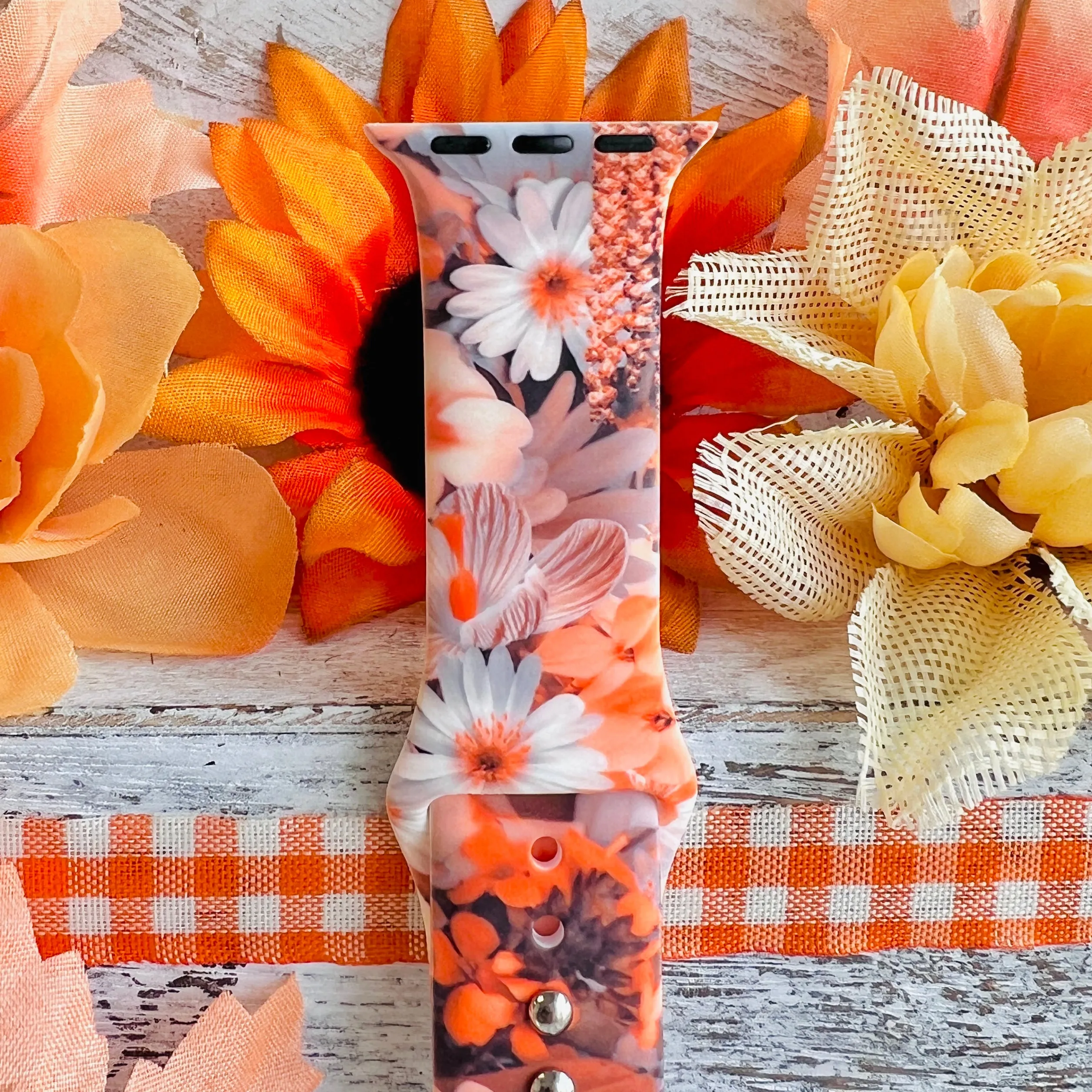 Fall Blooms Print Silicone Band For Apple Watch