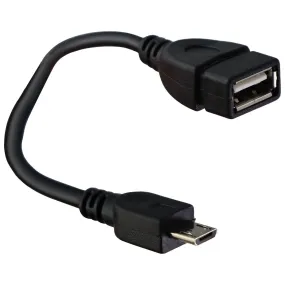 Female USB-A to Micro-USB Short Connector/Adapter Cable - Black