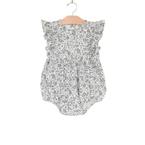 Flutter Sleeve Short Romper | Calico Floral Robin's Egg - LAST ONE 12/18M