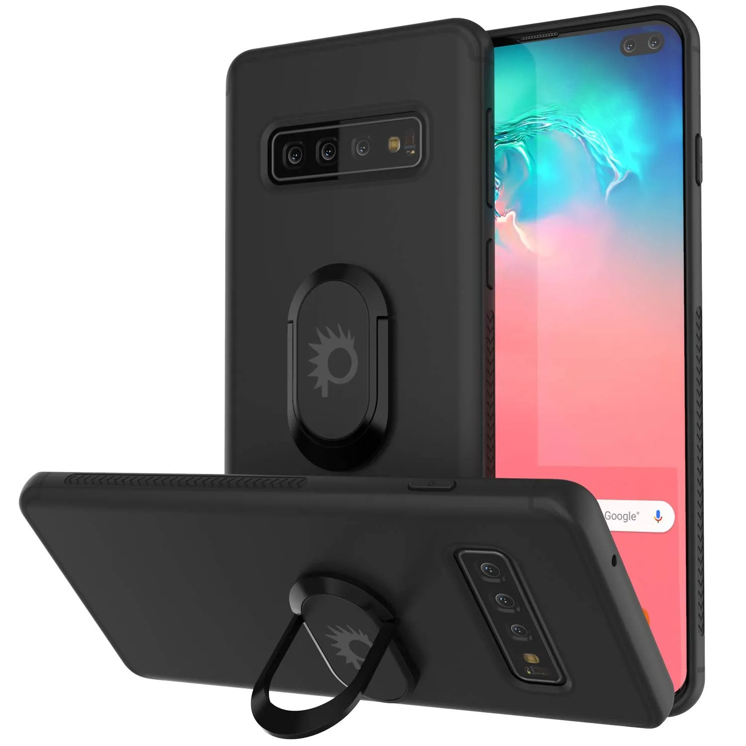 Galaxy S10  Plus, Punkcase Magnetix Protective TPU Cover W/ Kickstand, Sceen Protector[Black]