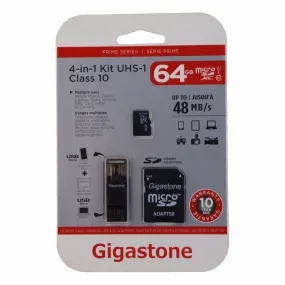 Gigastone 4-in-1 64GB MicroSD Kit with USB and Micro-USB Card Reading Adapter