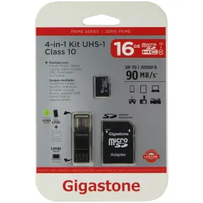 Gigastone 4-in-1 Kit (16GB) microSDHC Memory Card   Micro-USB Adapter Class 10