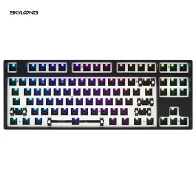 gk87 hot swappable 80% Custom Mechanical Keyboard Kit support rgb switch leds type c has software programmable balck white case