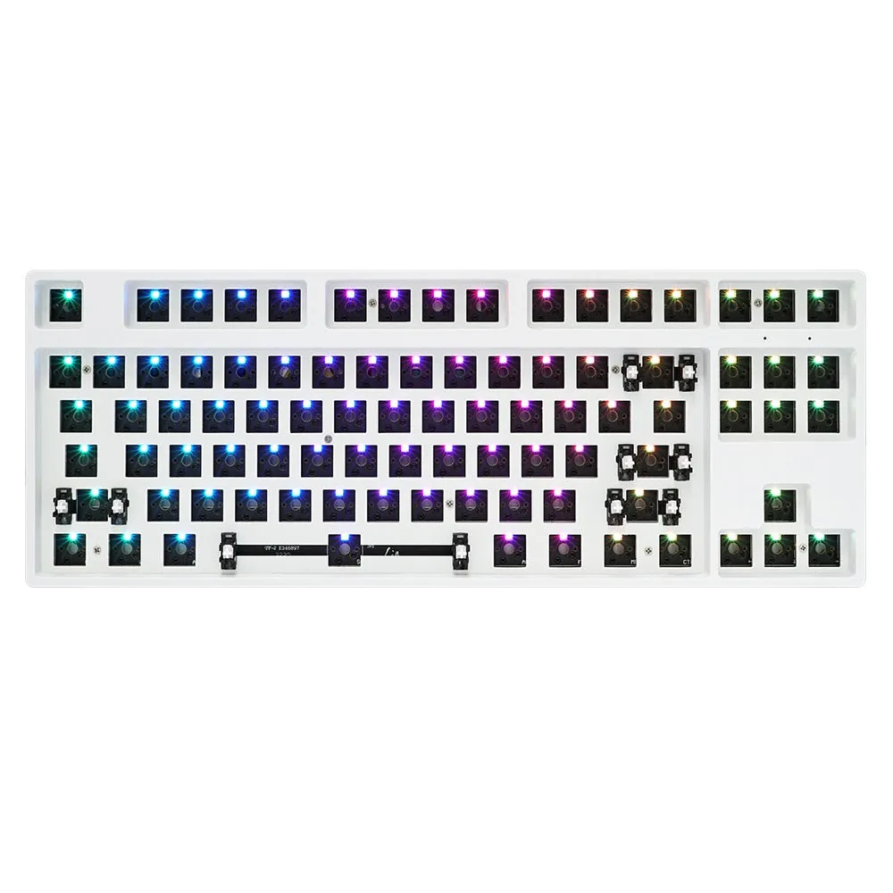 gk87 hot swappable 80% Custom Mechanical Keyboard Kit support rgb switch leds type c has software programmable balck white case