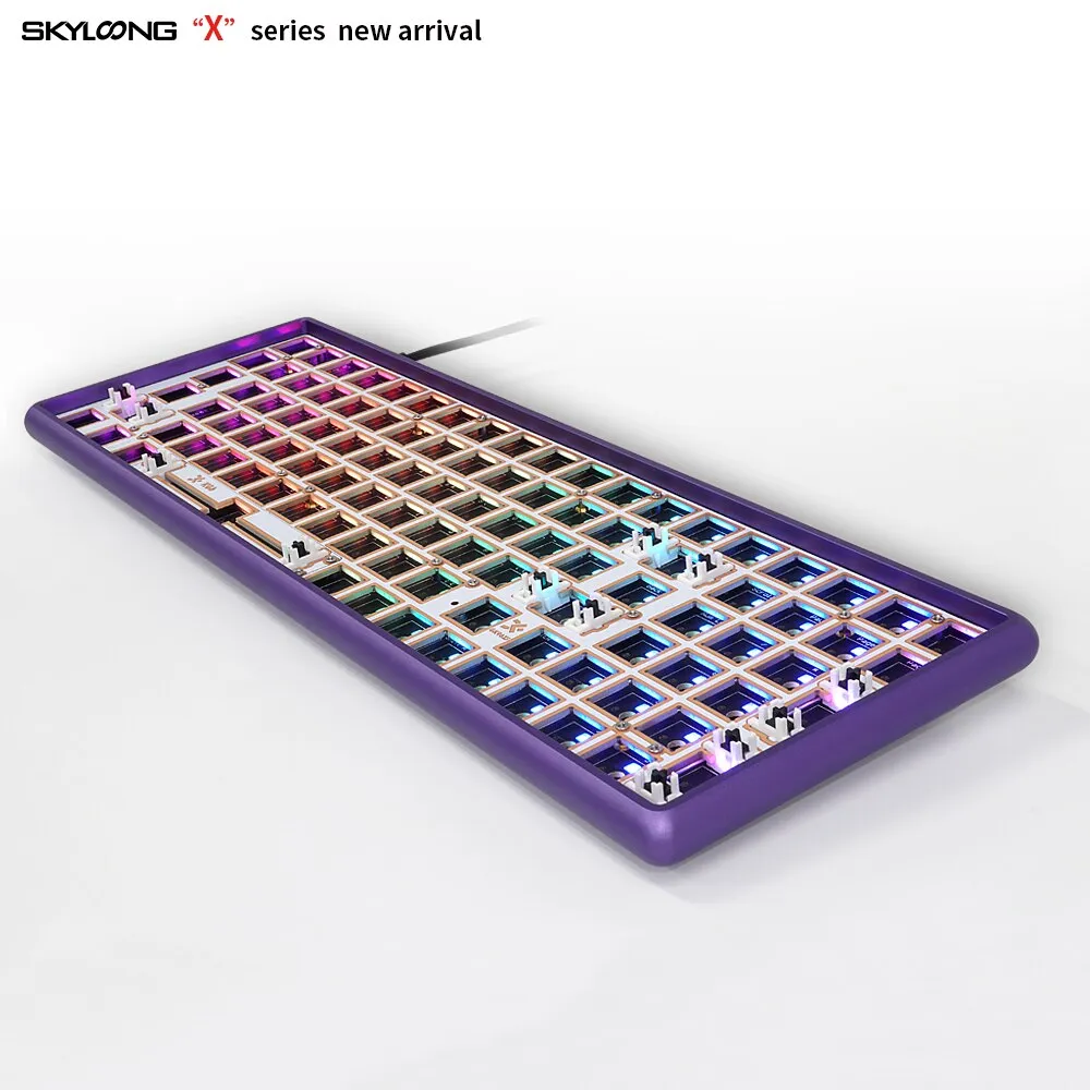 GK96XS Dual Mode Bluetooth hot swappable Mechanical Keyboard Kit support rgb switch leds type c software Grey Purple CNC Case