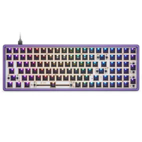 GK96XS Dual Mode Bluetooth hot swappable Mechanical Keyboard Kit support rgb switch leds type c software Grey Purple CNC Case