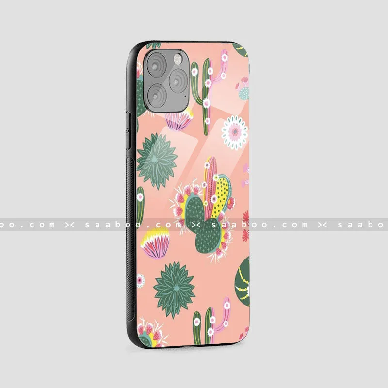 Glossy Protective Case With Peach Cactus