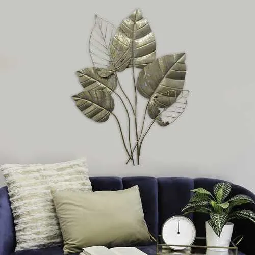 Gold Metal Leaves Wall Decor