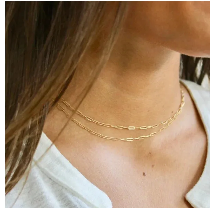 Gold Paperclip Chain Necklace