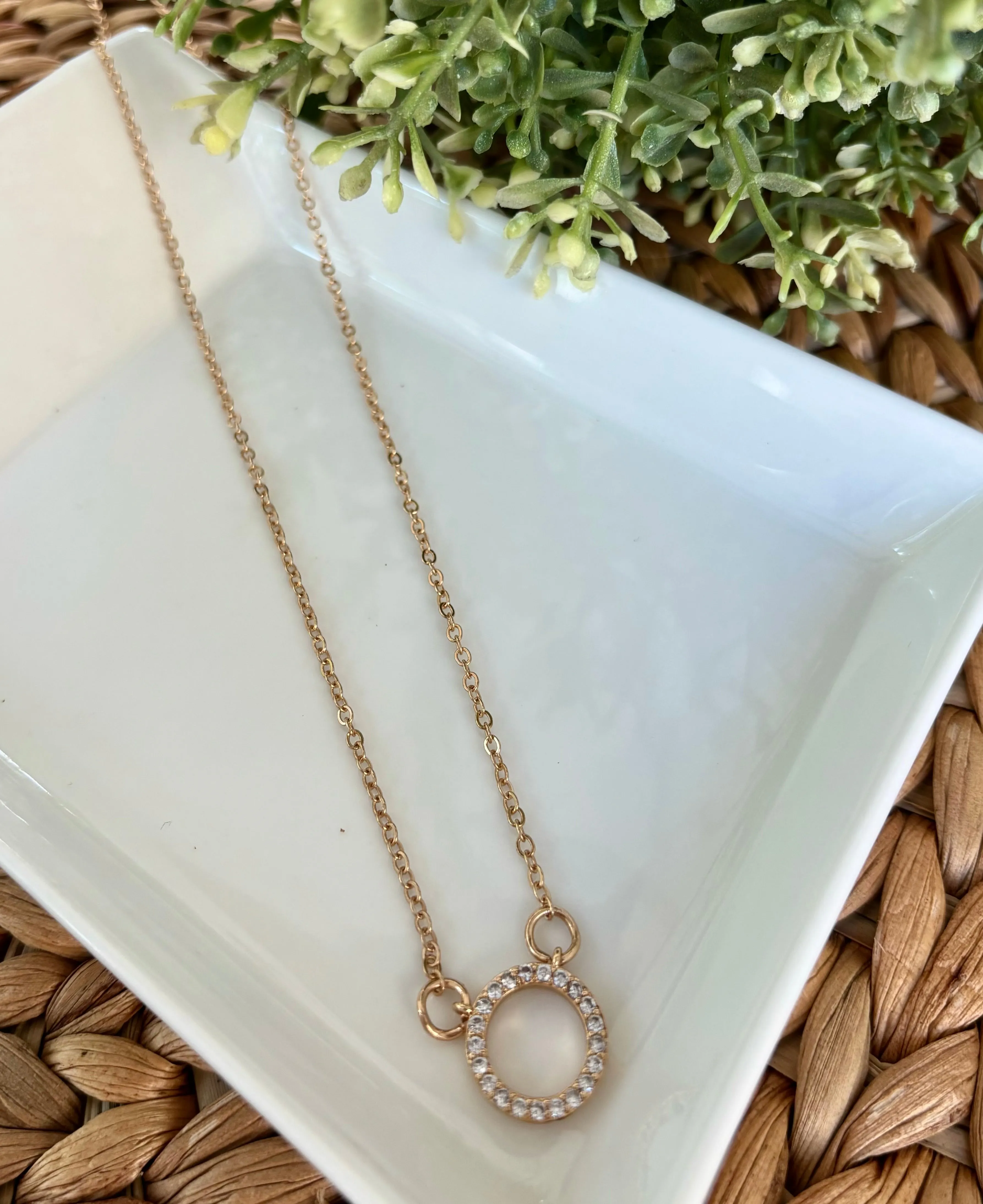 Gold Pave Circle Necklace