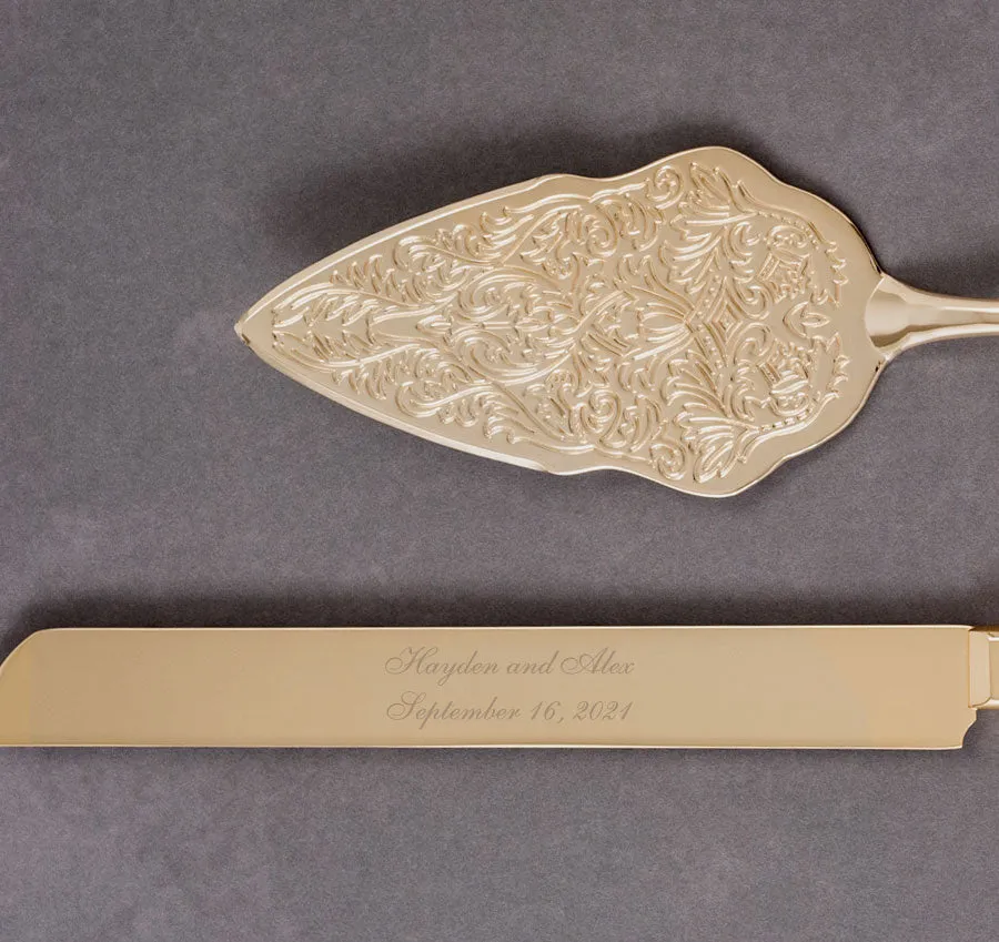 Gold Wedding Cake Knife & Server Set