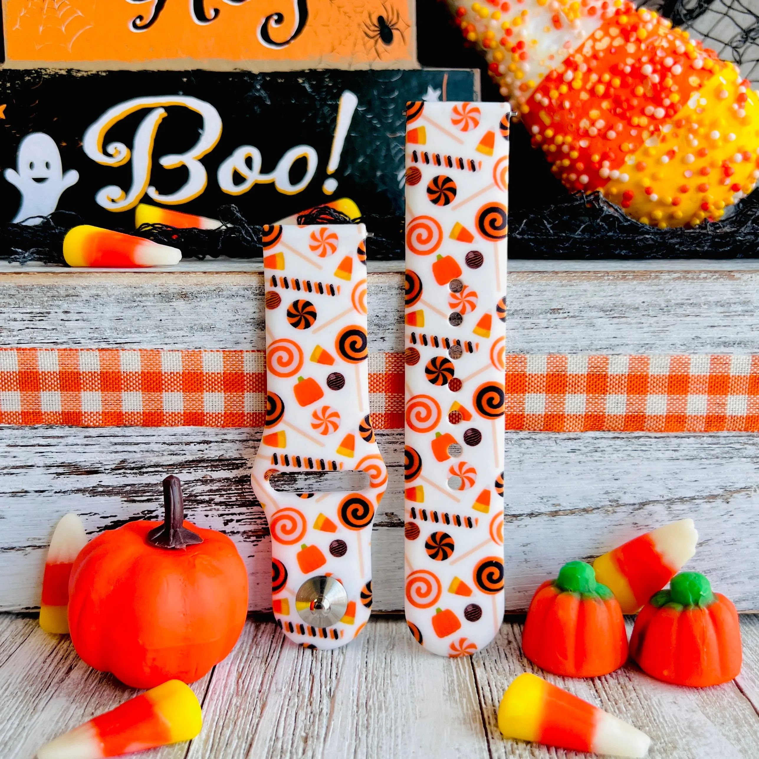 Halloween Candy Print Silicone Band For Fitbit Versa 1/2