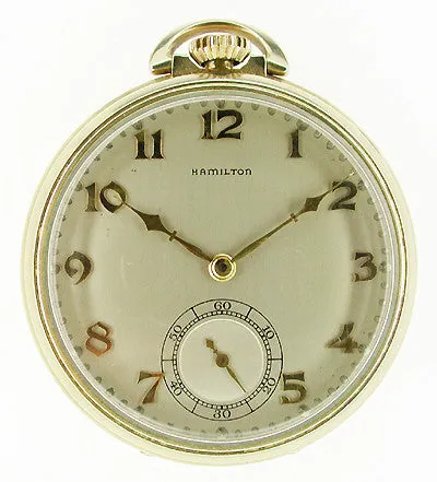 Hamilton Open Face Gold Filled Pocket Watch - 10 Size