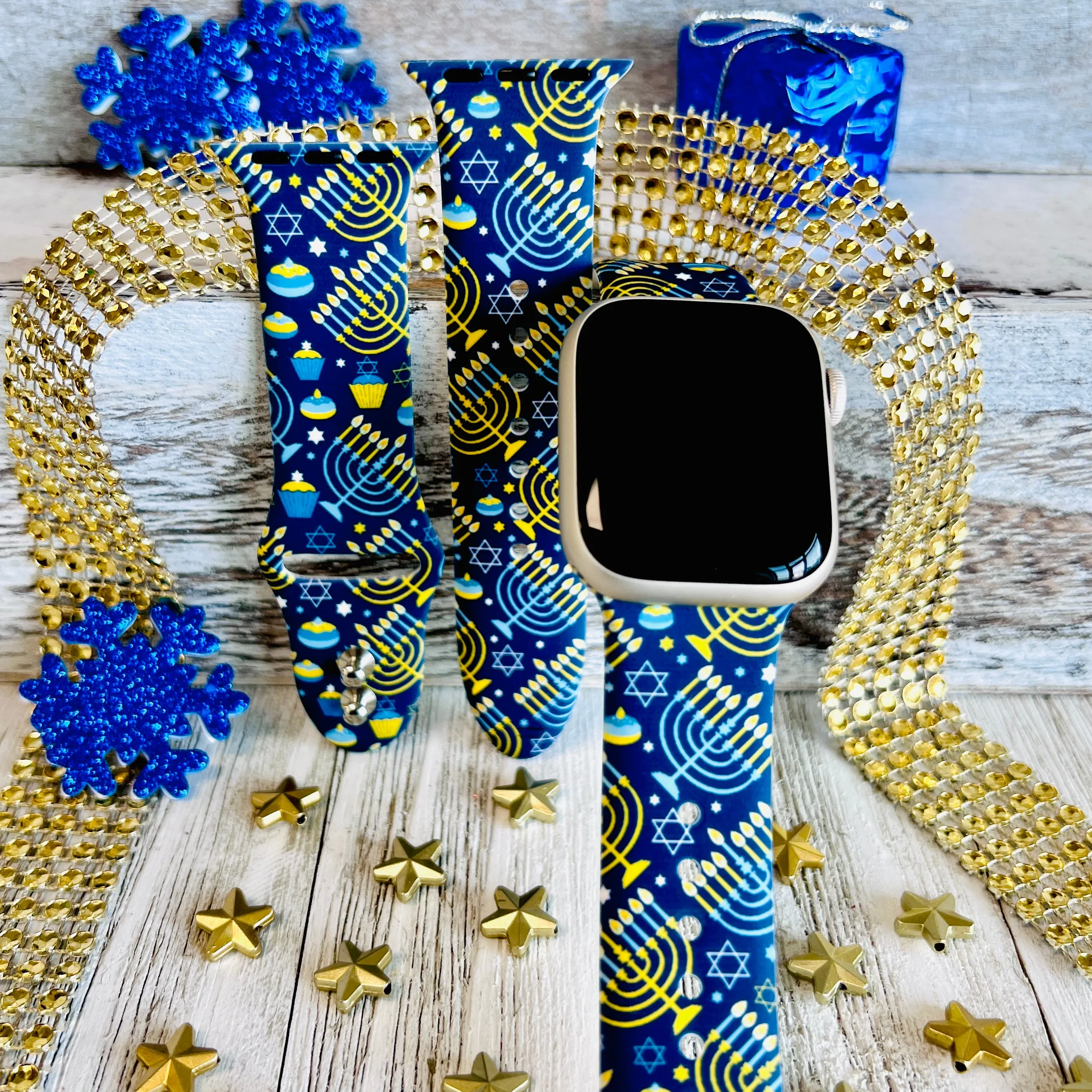 Hanukkah Print Silicone Band For Apple Watch