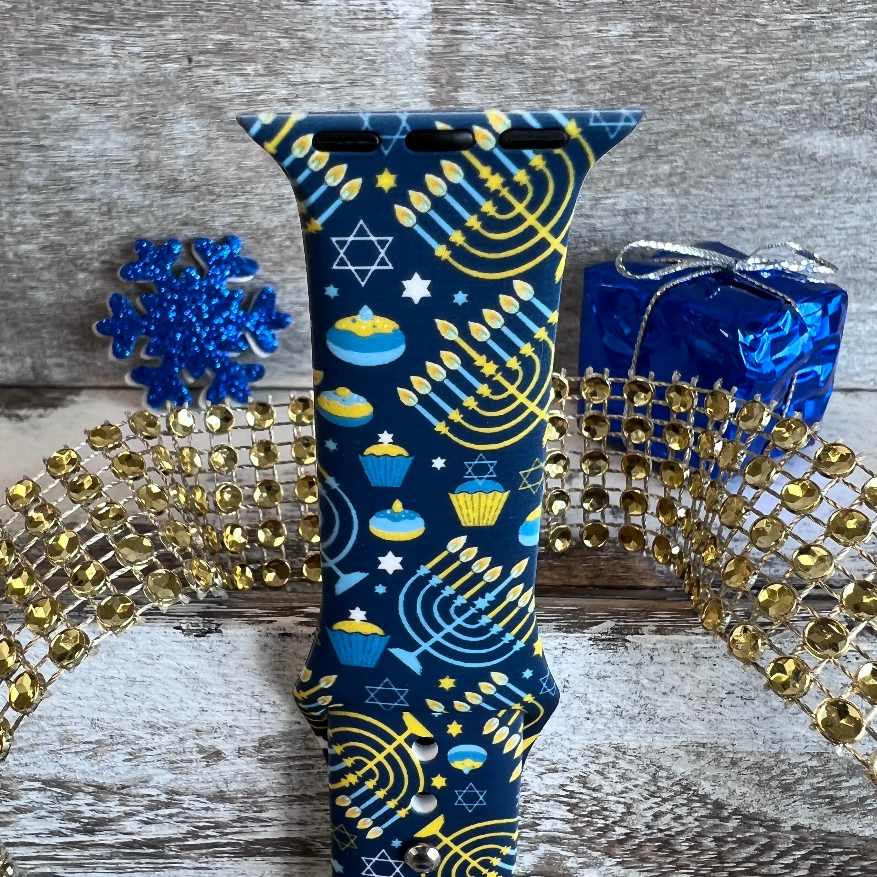 Hanukkah Print Silicone Band For Apple Watch