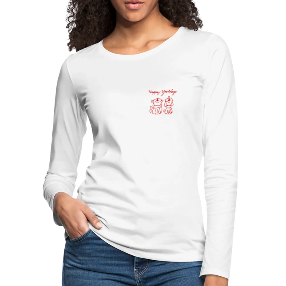 Happy Yowlidays Small Logo Contoured Premium Long Sleeve T-Shirt