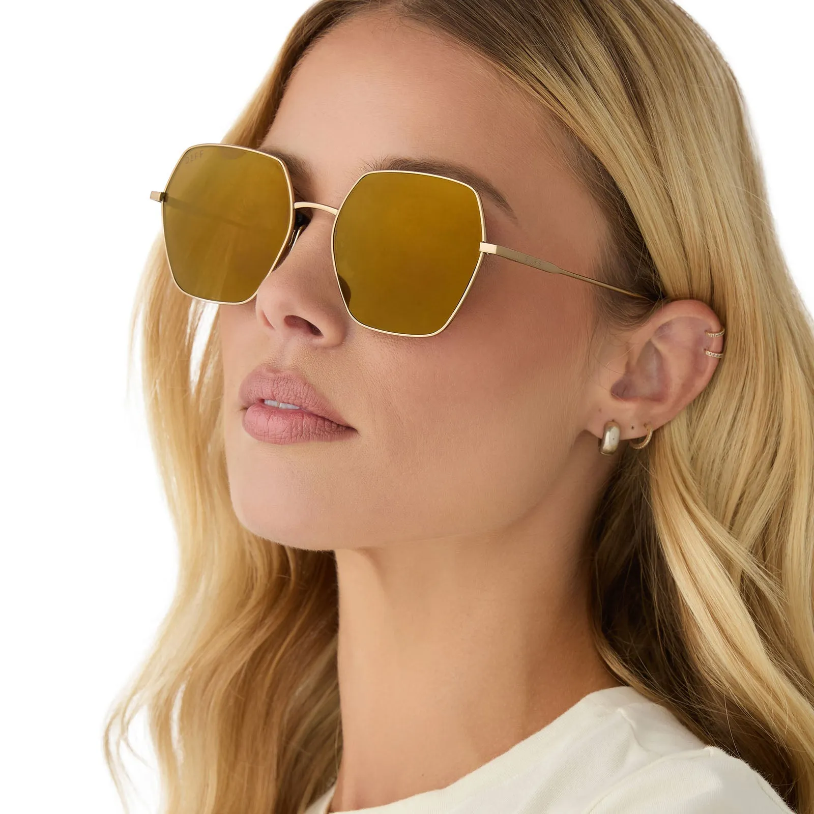 HARLOWE - COPPER METAL   BROWN GOLD FLASH   POLARIZED SUNGLASSES