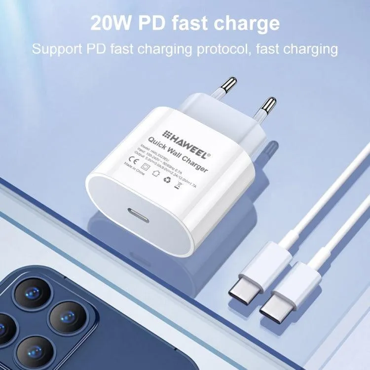 HAWEEL 20W Compact USB-C Travel Charger with QC Support, US Plug