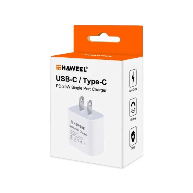 HAWEEL 20W Compact USB-C Travel Charger with QC Support, US Plug