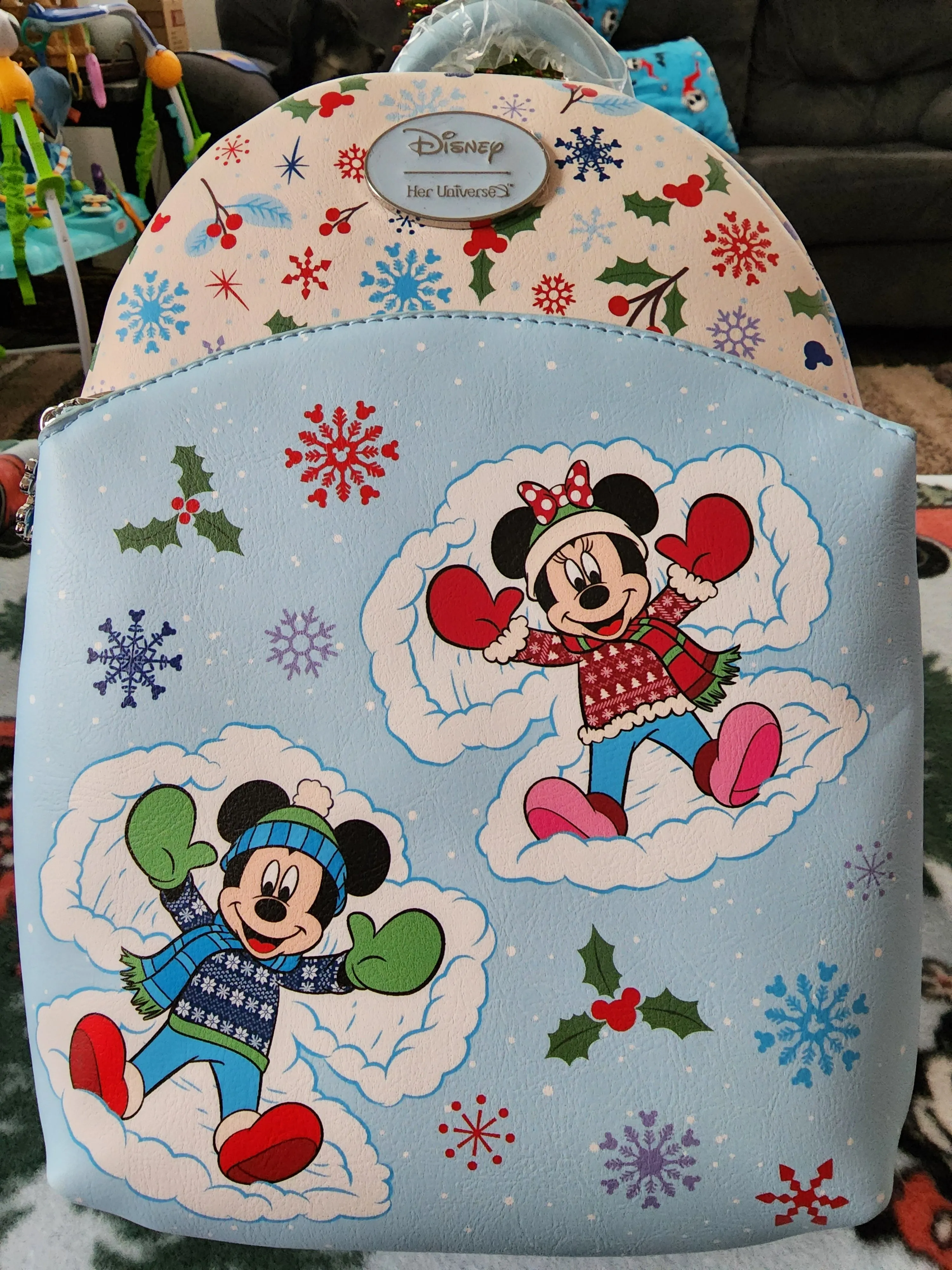 Her Universe Mickey and Minnie Mouse Christmas Backpack