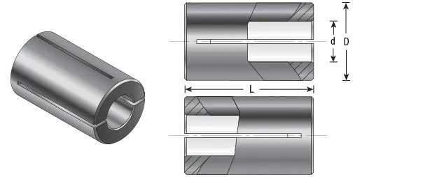 High Precision Router Collet Reducer | 1⁄2 Overall Dia x 3⁄8 Inner Dia x 1" Long | RB-122 | 738685122204