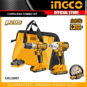 Ingco Lithium-Ion Cordless 2-Pc. Combo Kit BL Motor 20V CKLI2007