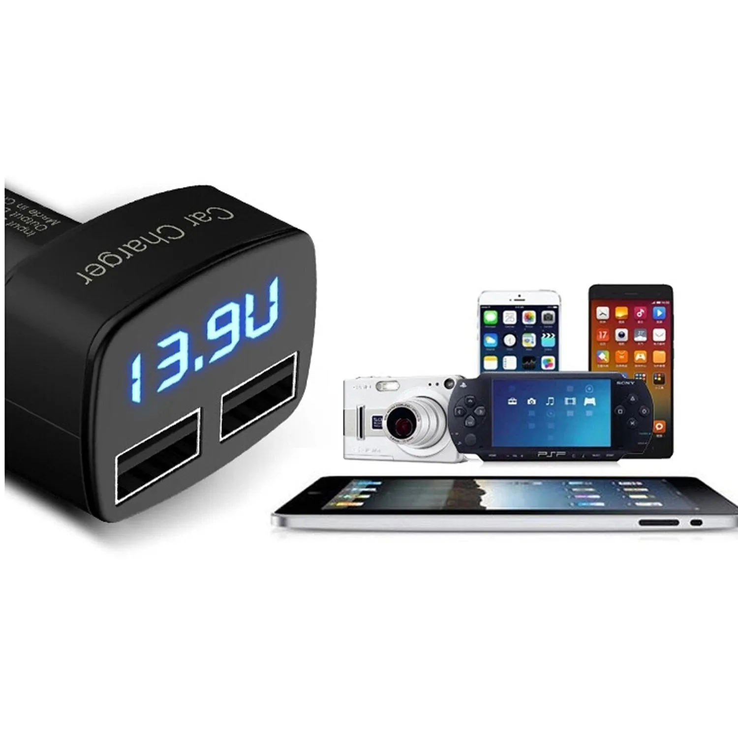 iSunnao Dual USB Car Charger - 4 in 1 3.1A 2 Port USB Adapter