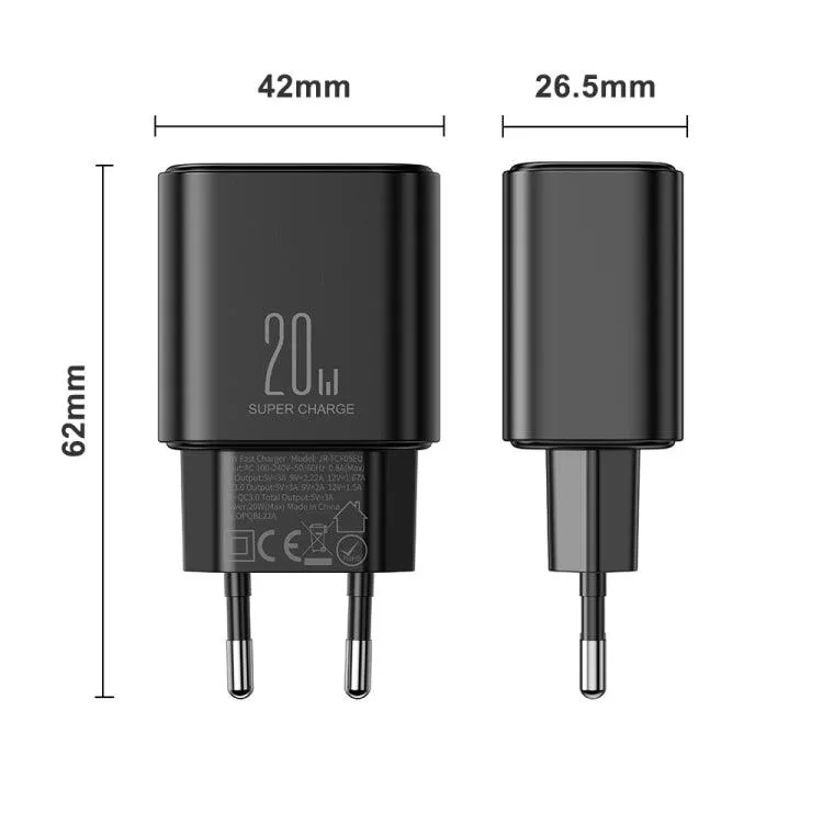 J0YROOM TCF05 20W Dual USB & USB-C Fast Charger