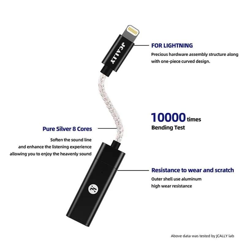 JCALLY JM60 JM60L USB AMP & DAC Type-C / Lightning To 3.5mm Adapter Cable