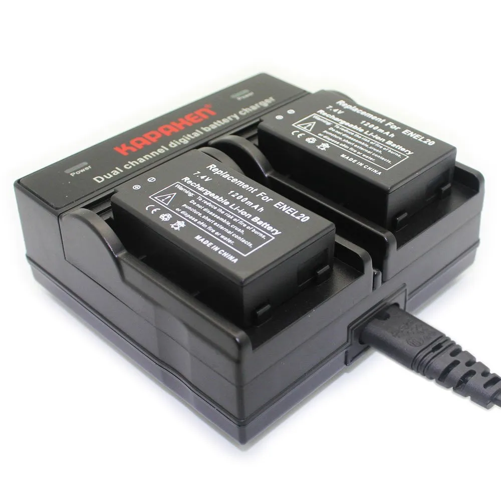 Kapaxen™ Dual Channel Battery Charger for Nikon EN-EL20 Camera Batteries