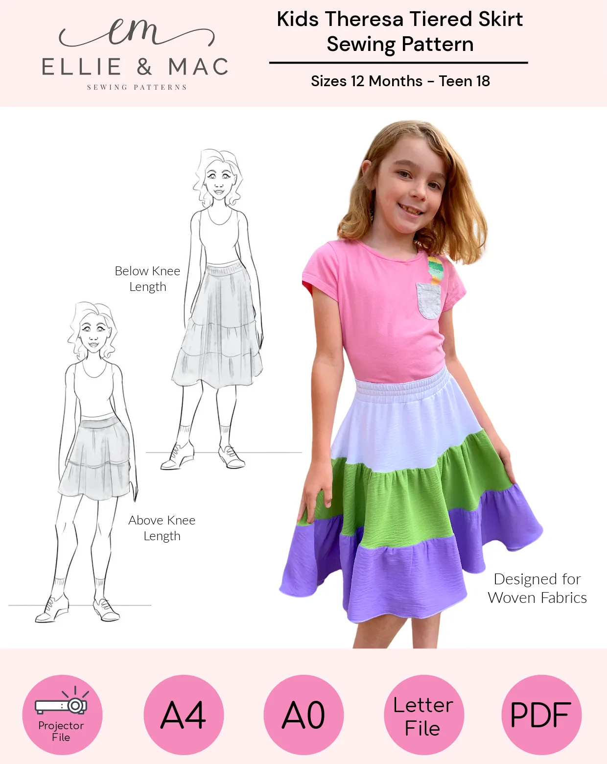 Kids Theresa Tiered Skirt Pattern