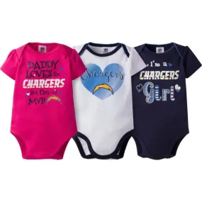 LA Chargers Baby Girls Short Sleeve Bodysuits