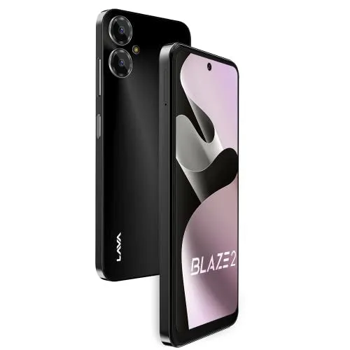 Lava Blaze 2 (6 GB RAM, UFS 2.2 128GB Storage) - Glass Black|18W Fast Charger|Side Fingerprint Sensor| 5000 mAh Battery| 6.5 inch(16.5cm) HD  Punch Hole Display| Upto 11GB Expandable RAM