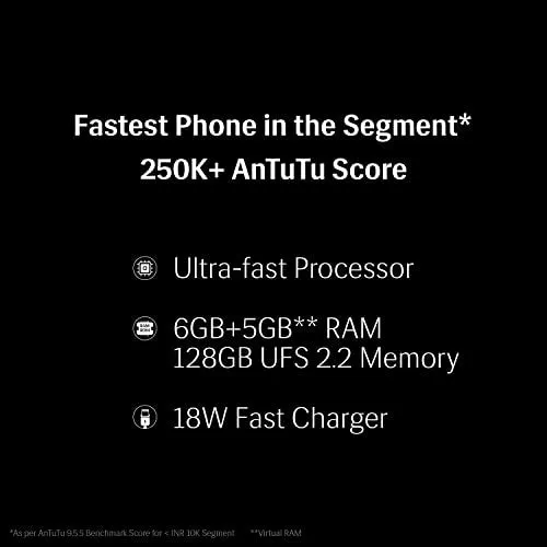 Lava Blaze 2 (6 GB RAM, UFS 2.2 128GB Storage) - Glass Black|18W Fast Charger|Side Fingerprint Sensor| 5000 mAh Battery| 6.5 inch(16.5cm) HD  Punch Hole Display| Upto 11GB Expandable RAM