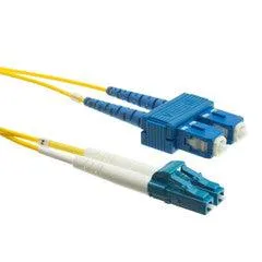 LC/SC Duplex Fiber Optic Patch Cable, OS2 9/125 Singlemode, Yellow Jacket, Blue Connector, 10 meter (33 foot)