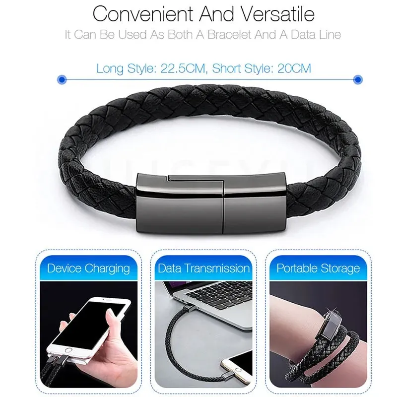 Leather Mini Micro USB Bracelet Charger