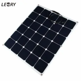 LEORY 18V 100W 5.5A Solar Panel Monocrystalline Flexible Sun-Power Chip Solar Cells For RV Boat Home Camping For Battery Charger