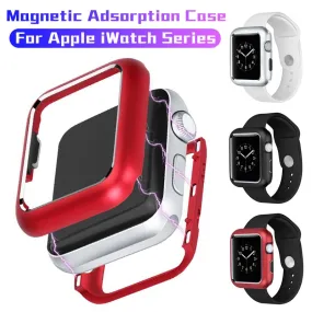 Magnetic Adsorption Metal Aluminum Frame Protective Case For Apple Watch iWatch 38MM 42MM Series 1 2 3 4 Cover Bumper 40MM 44MM