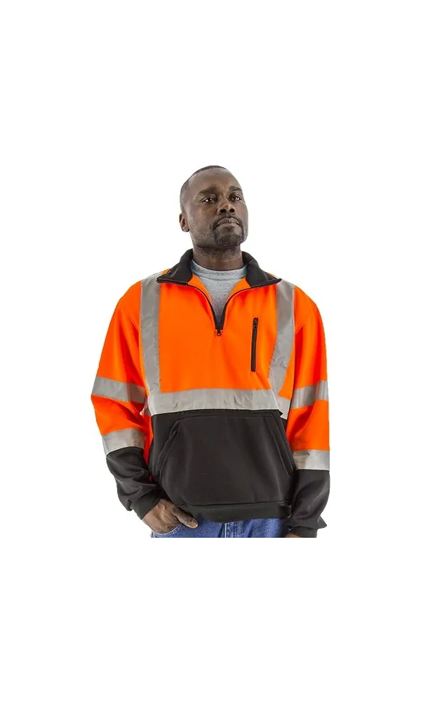 Majestic 75-5336 Hi-Vis 1/4 Zipper Pullover Sweatshirt Teflon Treated ANSI 3