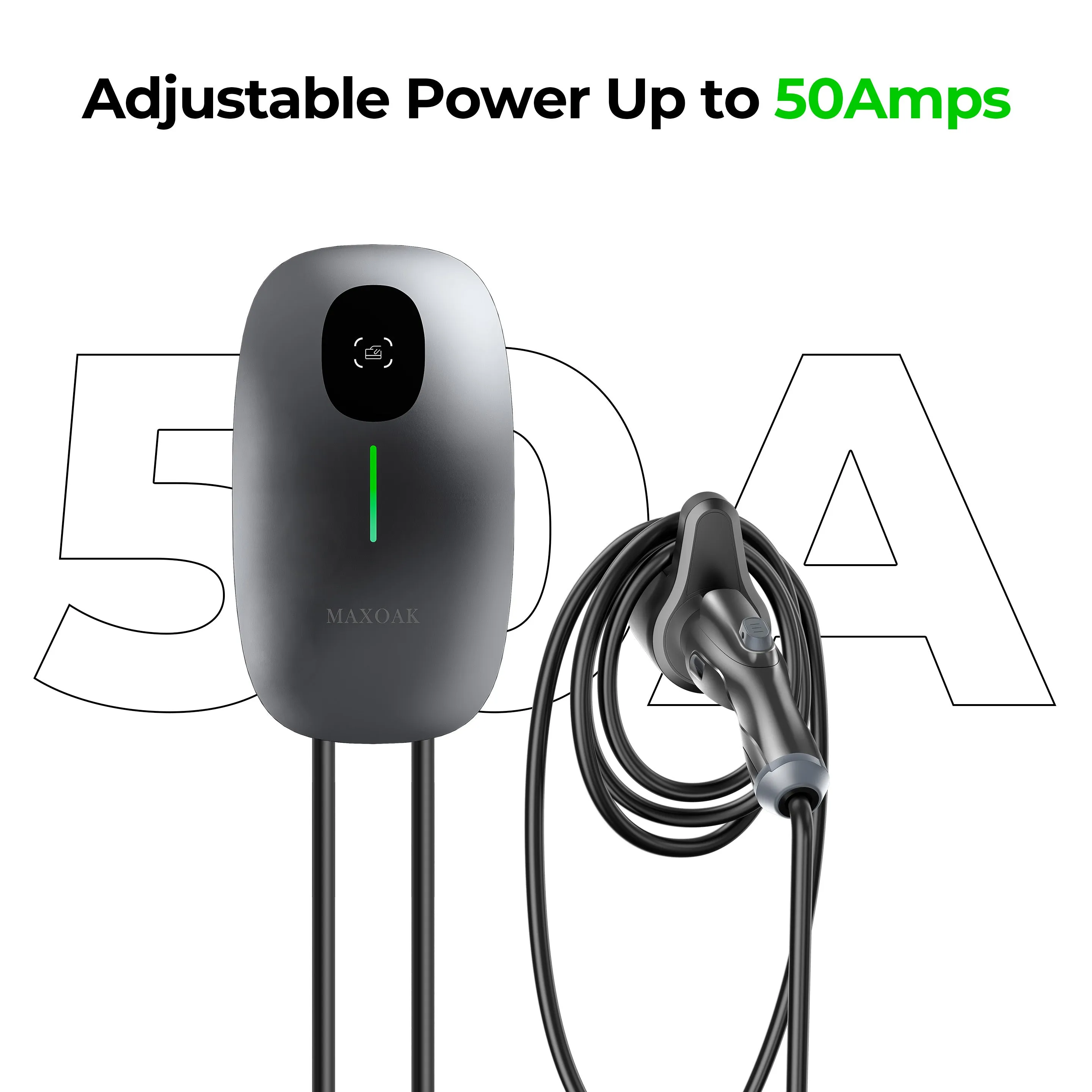 MAXOAK Electric Vehicle Charger 50Amp 12kW 23ft Cable 240V, APP Control