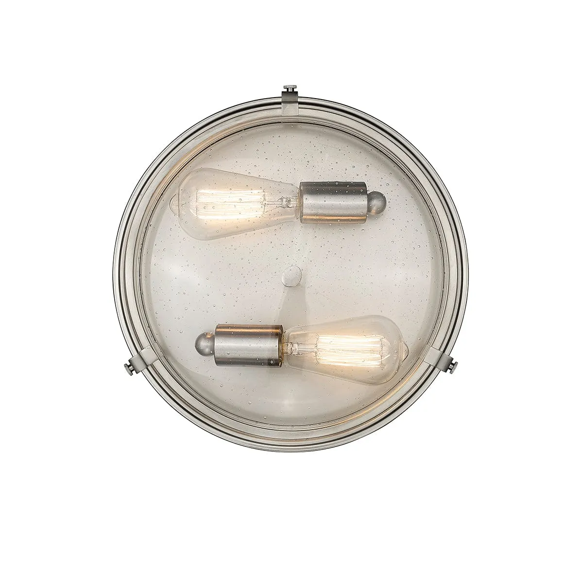 Mayson Flush Mount Fixture - Brushed Nickel - Clear Seeded Glass - 13in. Diameter - E26 Medium Base