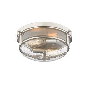 Mayson Flush Mount Fixture - Brushed Nickel - Clear Seeded Glass - 13in. Diameter - E26 Medium Base