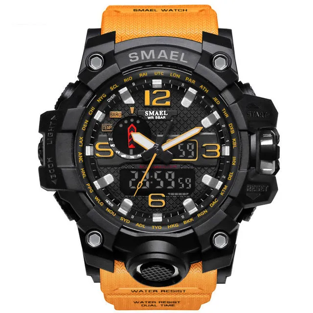 Men Military Watch 50m Waterproof Wristwatch LED Quartz Clock Sport Watch Male relogios masculino 1545 Sport Watch Men S Shock