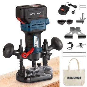 MindSpoon 1/4 inch 6mm Cordless Electric Plunge Wood Router