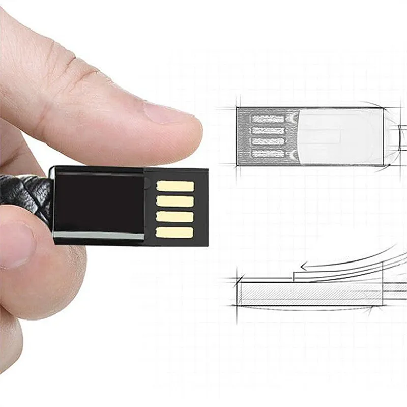 Mini/Micro USB Leather Bracelet Used for Data Transfer, Charging and a Sync Cord