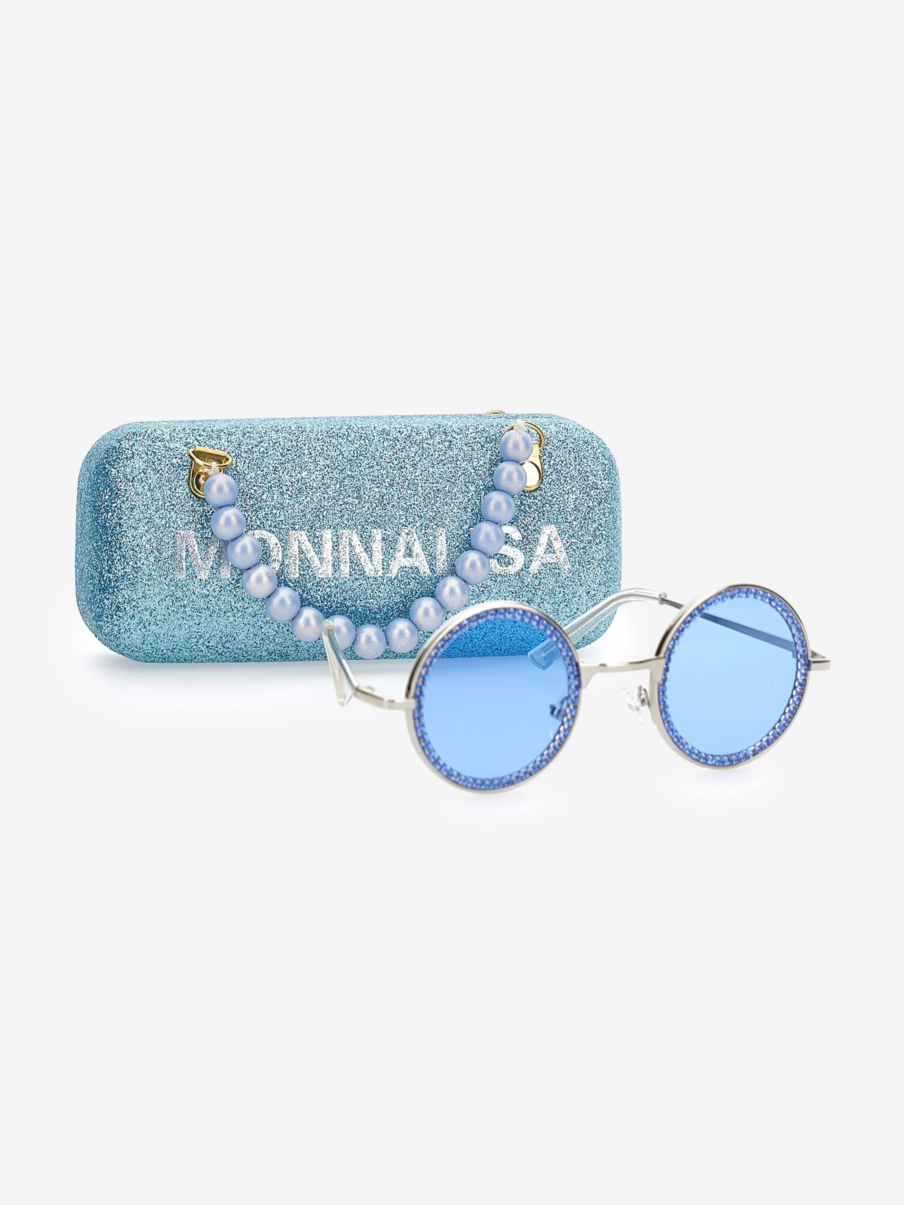 Monnalisa Girls Rhinestone Sunglasses in Blue